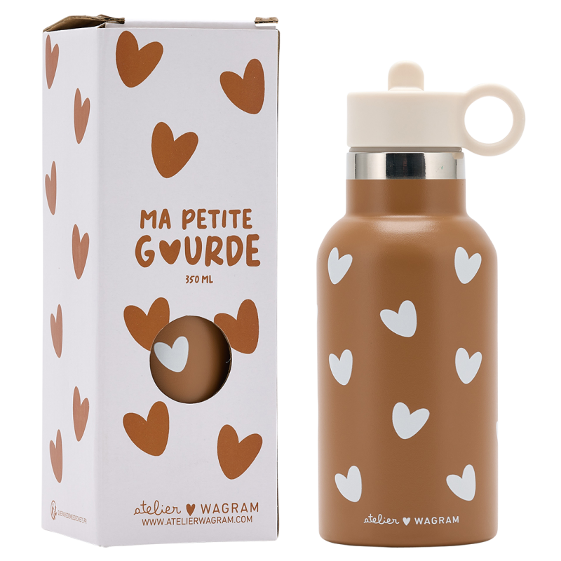 GOURDE ISOTHERME CARAMEL / COEURS - ATELIER WAGRAM