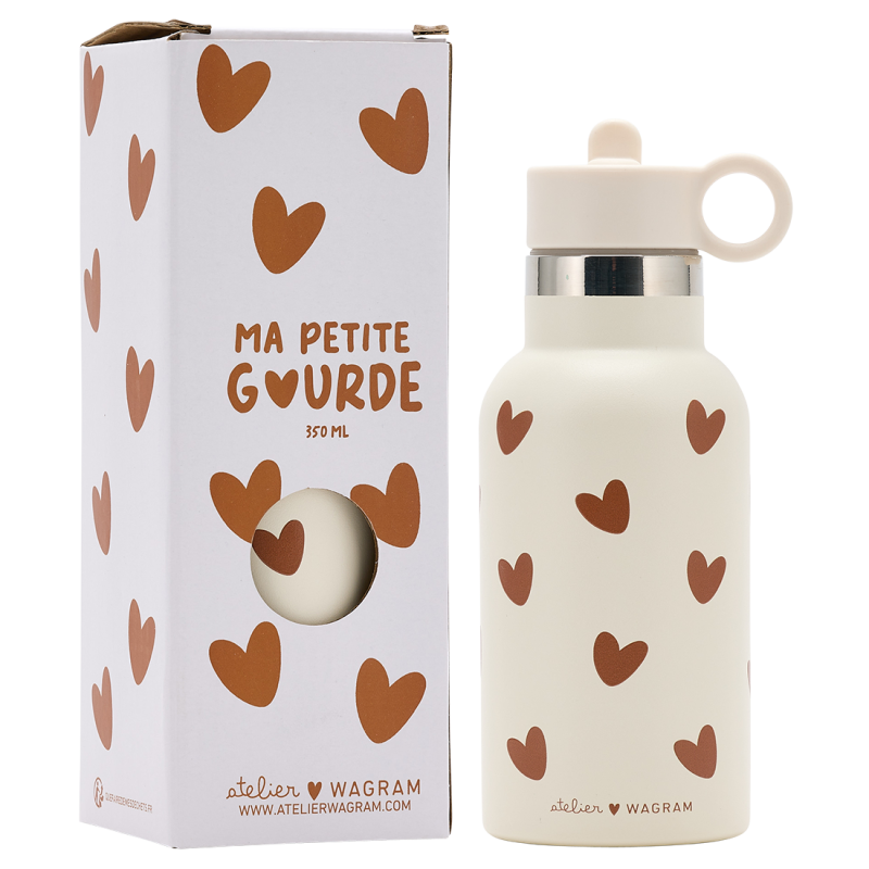 GOURDE ISOTHERME CREME / COEURS - ATELIER WAGRAM