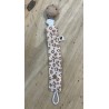 ATTACHE TETINE GAZE DE COTON LEOPARD COEURS PAILLETTE DOREE - ATELIER WAGRAM