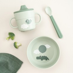 COFFRET PREMIER REPAS 3 PIECES FOODIE HAPPY CLOUDS VERT - DONE BY DEER