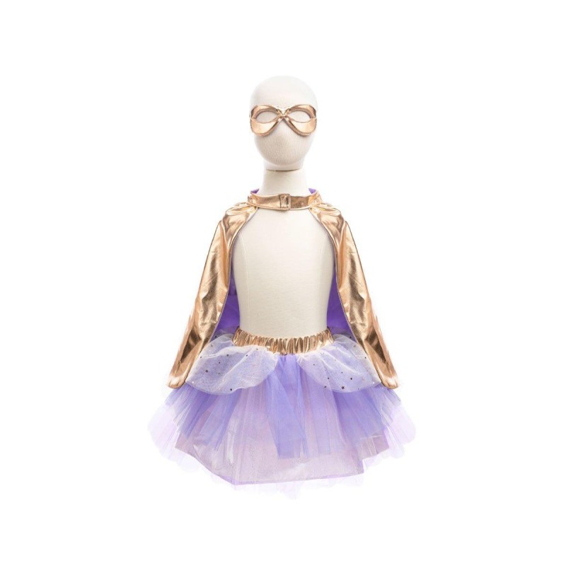 SET TUTU, MASQUE ET CAPE ROSE GOLD ET LILAS 4-6 ANS - GREAT PRETENDERS