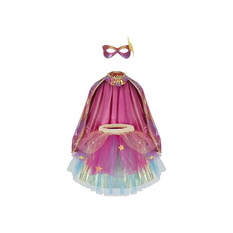 SET TUTU, MASQUE ET CAPE METALLIC OR ET ROSE 4-6 ANS - GREAT PRETENDERS