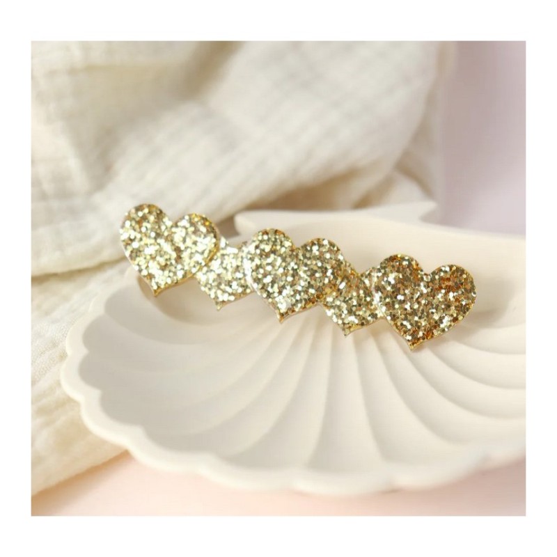 BARRETTE COEURS DORÉS - CG HOME