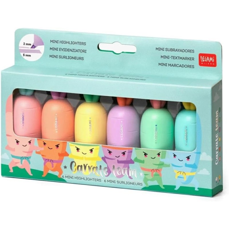 SET DE 6 MINI SURLIGNEURS CAROTTES CARRATE TEAM - LEGAMI