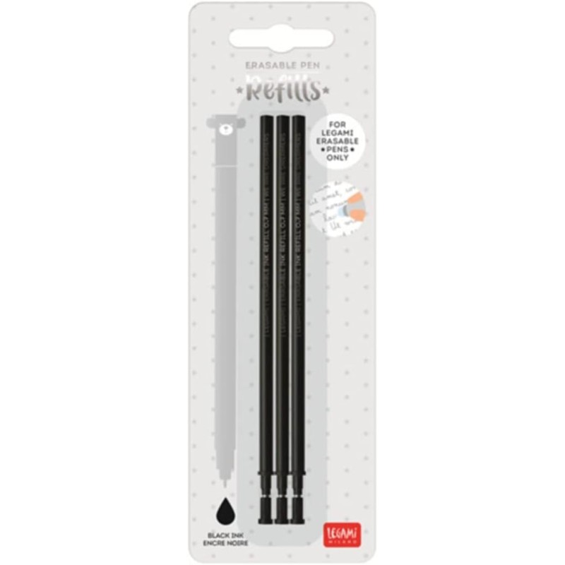 3 RECHARGES STYLO ENCRE GEL EFFACABLE NOIR - LEGAMI