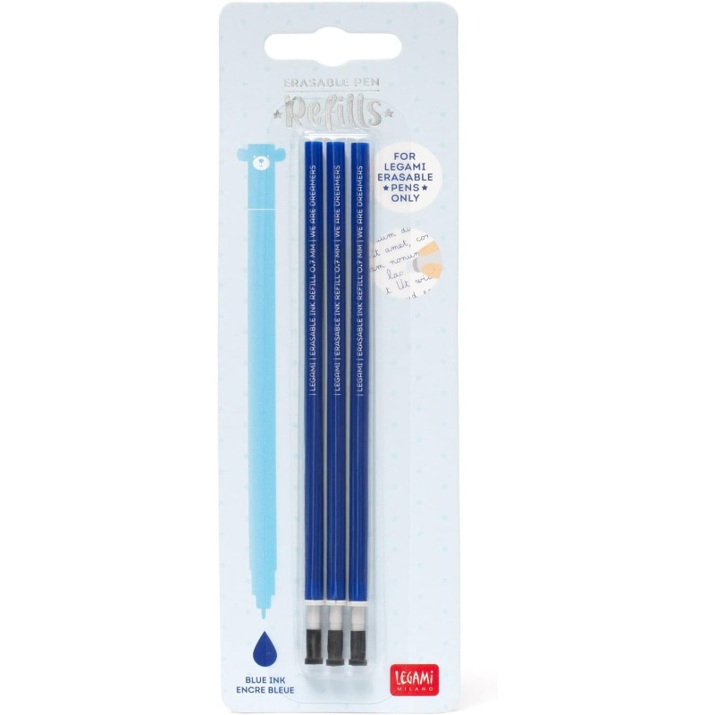 3 RECHARGES STYLO ENCRE GEL EFFACABLE BLEU - LEGAMI