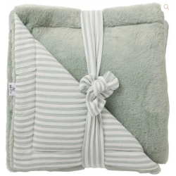 COUVERTURE LUXE RAYÉ VERT DE GRIS SOFT STRIPES - BB AND CO