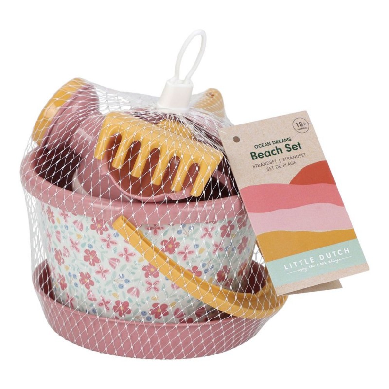 SET DE PLAGE ROSE SUNNY FLOWERS 5 PIECES - LITTLE DUTCH