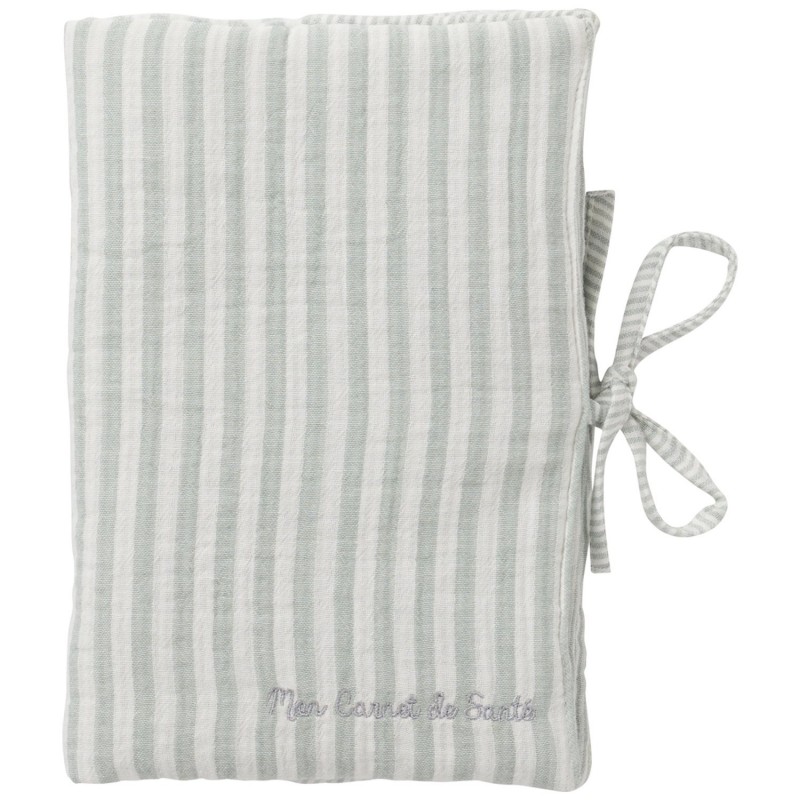 PROTEGE CARNET SANTE RAYE VERT DE GRIS SOFT STRIPES - BB AND CO
