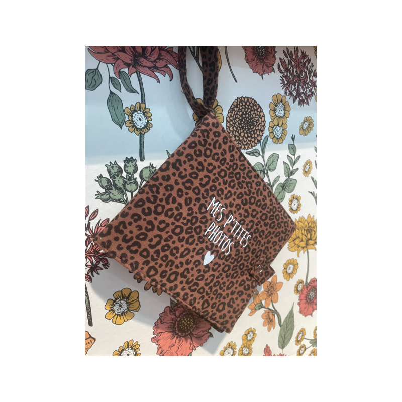 MINI ALBUM GAZE DE COTON LEOPARD FONCE " MES P'TITES PHOTOS" - ATELIER WAGRAM