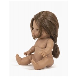 POUPÉE LÉOPOLDINE BRUNE AUX CHEVEUX LONGS - MINIKANE