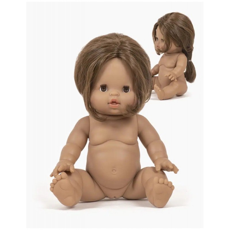 POUPÉE LÉOPOLDINE BRUNE AUX CHEVEUX LONGS - MINIKANE