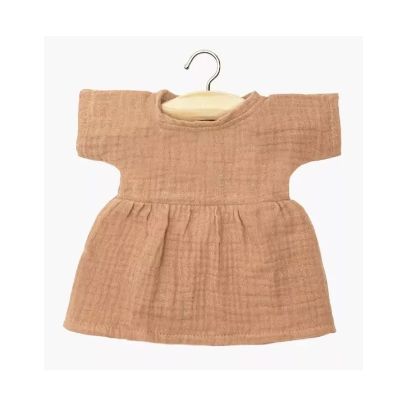 ROBE FAUSTINE MANCHES COURTES GAZE DE COTON MARSALA ET SON POCHON -MINIKANE