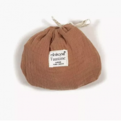 ROBE FAUSTINE MANCHES COURTES GAZE DE COTON MARSALA ET SON POCHON -MINIKANE