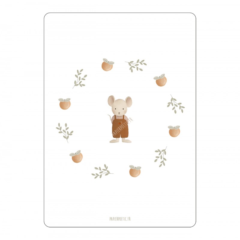 CARTE "COURONNE SOURIS ABRICOT" - PAPIER POETIC
