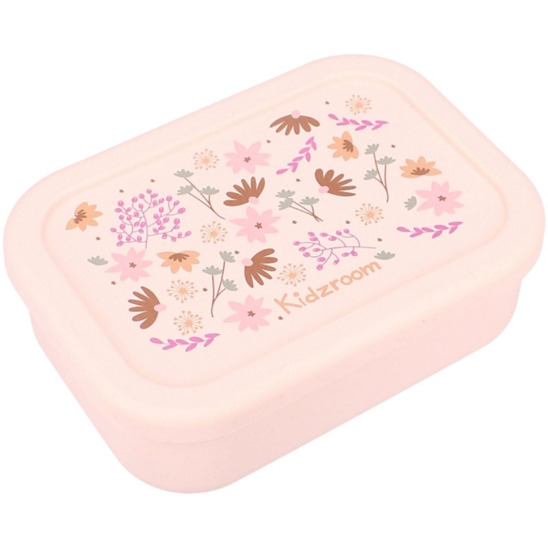 LUNCH BOX 3 COMPARTIMENTS SILICONE FLEURS ROSE - KIDZROOM