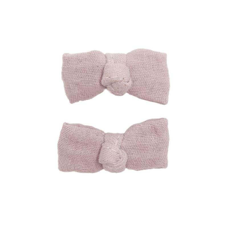 LOT DE 2 BARRETTES CLIC CLAC EN GAZE DE COTON PETALE - BB AND CO