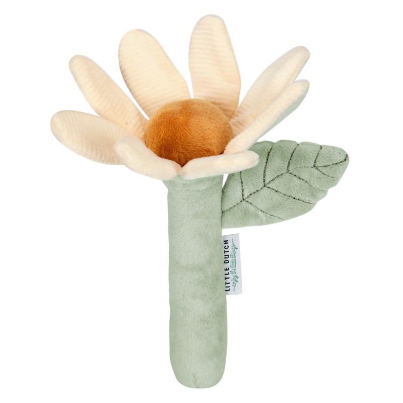 HOCHET PELUCHE FLEUR BLANCHE - LITTLE DUTCH