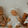 BANDEAU EN GAZE DE COTON BLANC COEURS BEIGES POUR POUPEE - ATELIER WAGRAM