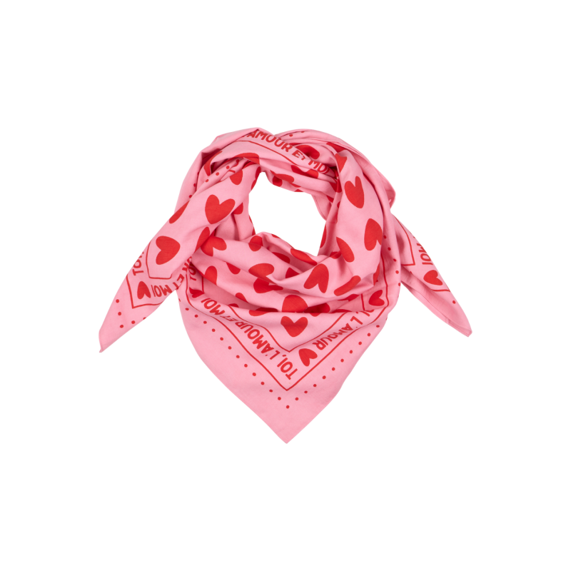 FOULARD ROSE COEURS ROUGES PETIT MODELE - ATELIER WAGRAM