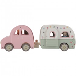 VOITURE ET SA CARAVANE ET SES ACCESSOIRES EN BOIS - LITTLE DUTCH