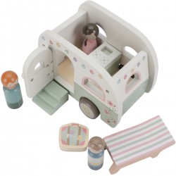 VOITURE ET SA CARAVANE ET SES ACCESSOIRES EN BOIS - LITTLE DUTCH