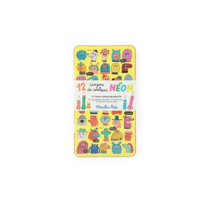 BOITE DE 12 CRAYONS NEON "LES SCHMOUKS" - MOULIN ROTY