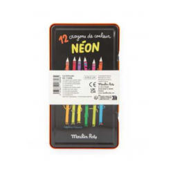 BOITE DE 12 CRAYONS NEON "LES SCHMOUKS" - MOULIN ROTY