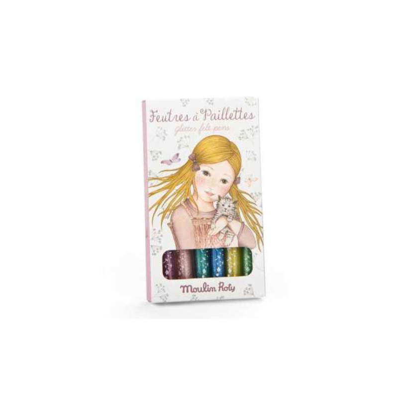 BOITE DE 6 FEUTRES A PAILLETTES "LES ROSALIES" - MOULIN ROTY