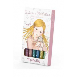 BOITE DE 6 FEUTRES A PAILLETTES "LES ROSALIES" - MOULIN ROTY