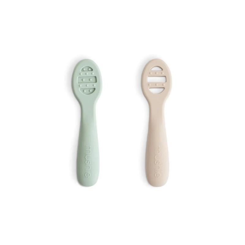 LOT DE 2 CUILLERES D'APPRENTISSAGE CAMBRIDGE BLUE / SHIFTING SAND - MUSHIE