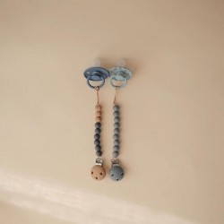 ATTACHE TETINE PERLES BOIS ET SILICONE "IRON" - MUSHIE