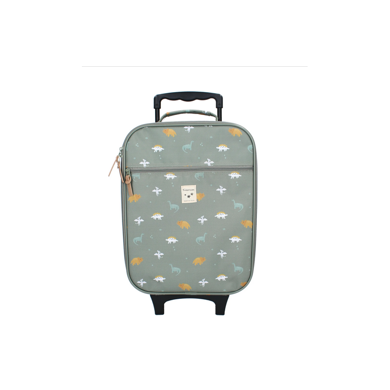 VALISE A ROULETTES VERTE / DINOSAURES - KIDZROOM