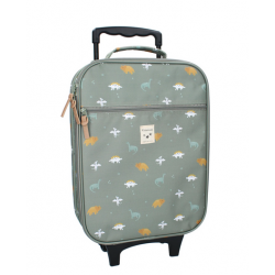 VALISE A ROULETTES VERTE / DINOSAURES - KIDZROOM