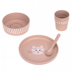 COFFRET REPAS 4 PIECES BIOCOMPOSITE "TINY TEAM CHAT" - LASSIG