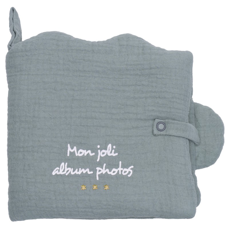 MINI ALBUM PHOTOS GAZE DE COTON NUAGE VERT DE GRIS - BB AND CO