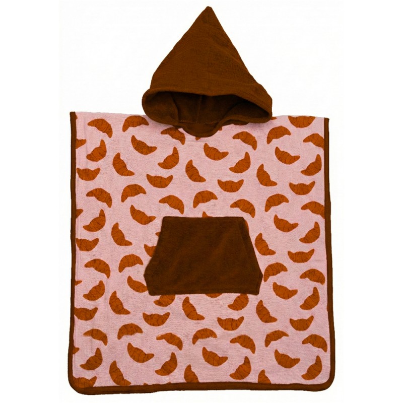 PONCHO DE BAIN EN BAMBOU ET GAZE DE COTON "CROISSANTS" 3/5 ANS - BB AND CO