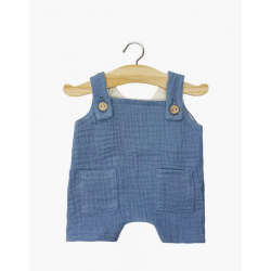 SALOPETTE COURTE ANTONIN EN GAZE BLEU JEAN - MINIKANE