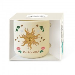 MUG CERAMIQUE ROND BEIGE - LE SOLEIL "BRILLANTE" - HIRONDELLES ET COMPAGNIE