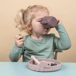 COFFRET VAISELLE SILICONE PEEKABOO ROSE - DONE BY DEER -