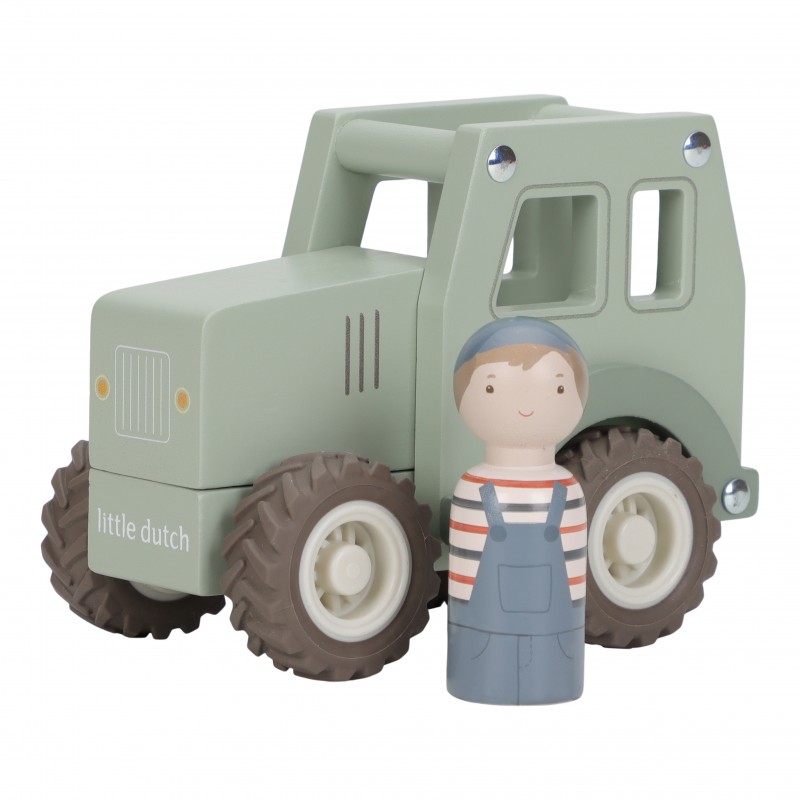 TRACTEUR EN BOIS AVEC SA FIGURINE - LITTLE DUTCH