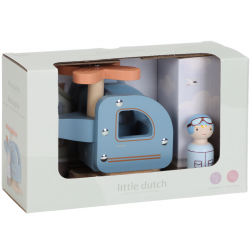 HELICOPTERE EN BOIS AVEC SA FIGURINE - LITTLE DUTCH