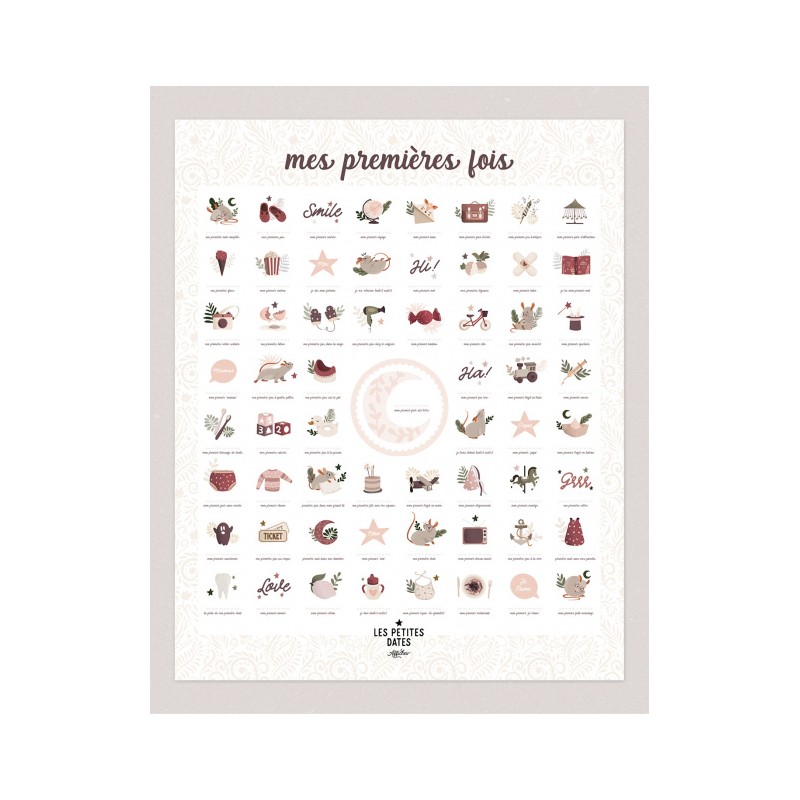 AFFICHE MES PREMIÈRES FOIS "SOURIS ROSE" - LES PETITES DATES -