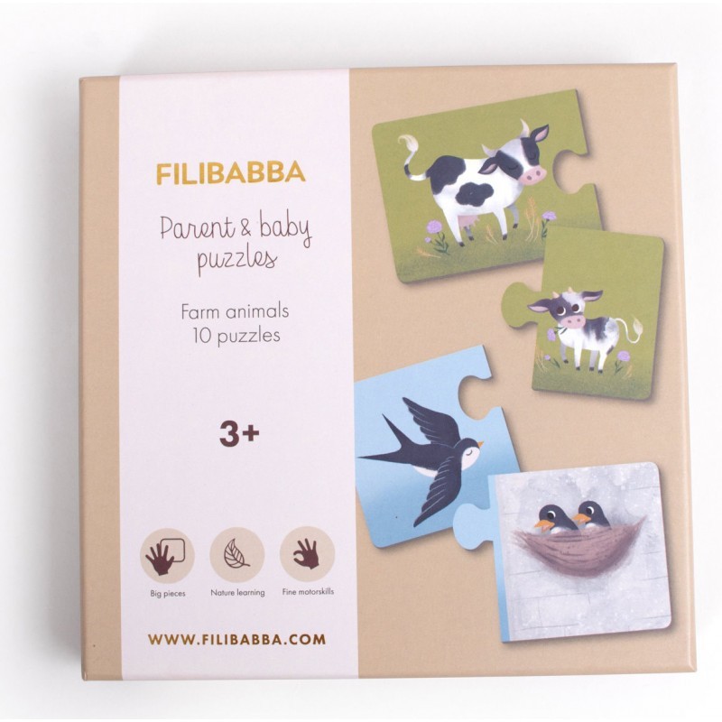 PUZZLE MAMAN BEBE ANIMAUX DE LA FERME - FILIBABBA