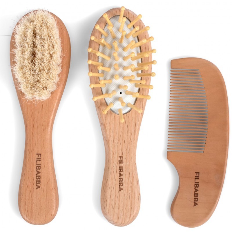 ENSEMBLE BROSSES ET PEIGNE EN BOIS - FILIBABBA