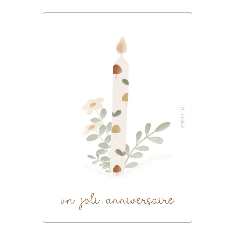 CARTE "BOUGIE" BRINDILLE - PAPIER POETIC