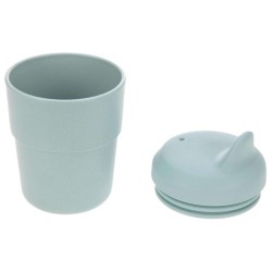 VERRE + BEC VERSEUR SILICONE BLEU - LASSIG