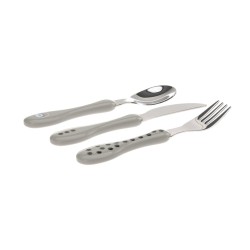 COUVERTS INOX 3 PIECES CHAT GRIS - LASSIG