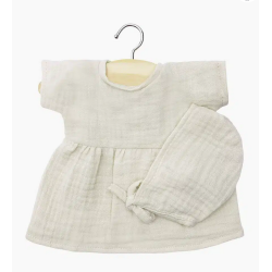 ROBE FAUSTINE+BEGUIN GAZE DE COTON GRÈGE BABIES - MINIKANE