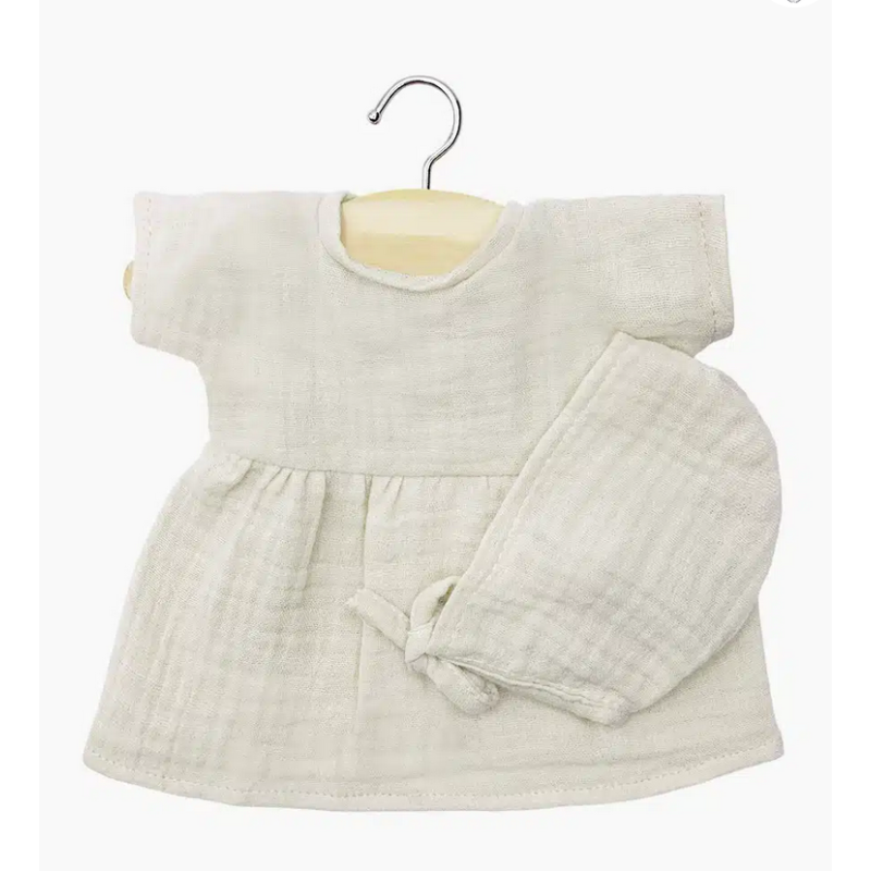 ROBE FAUSTINE+BEGUIN GAZE DE COTON GRÈGE BABIES - MINIKANE